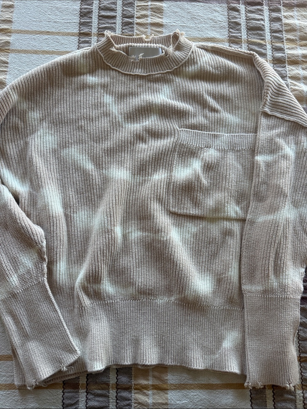 pistola women’s Light Beige Crewneck Sweater with Chest Pocket